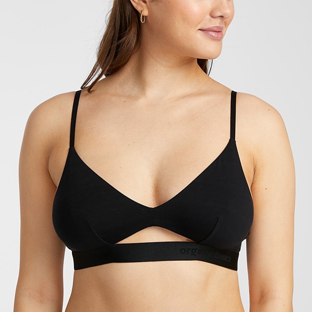 Organic Basics XS black Tencel soft touch adjustable light cut-out bralette